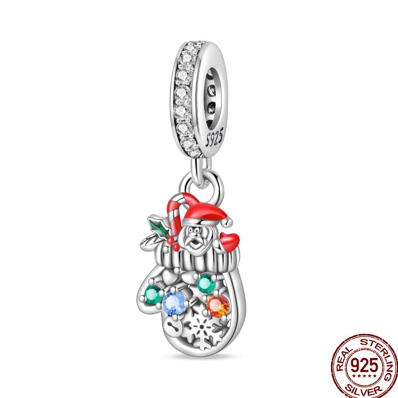 Copper Copper Snowman Gingerbread Santa Claus Ornaments Beads Suitable For 3Mm Original Bracelet Diy Jewelry