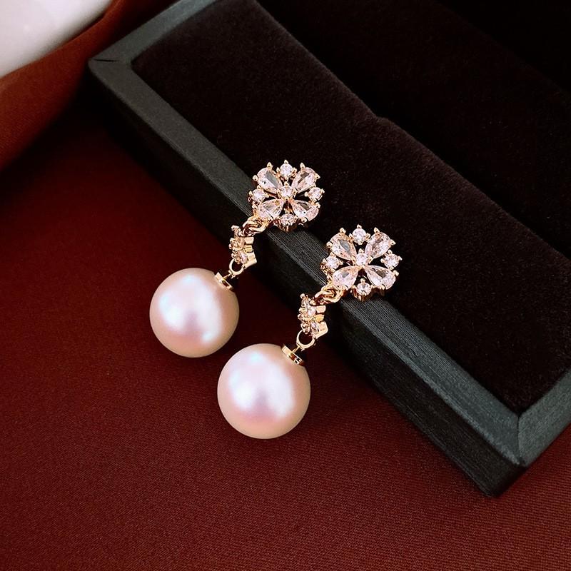 Silver Needle Diamond Pearl C-Shaped Earrings French Retro Premium Temperament Earrings Personality Light Luxury Earrings Women