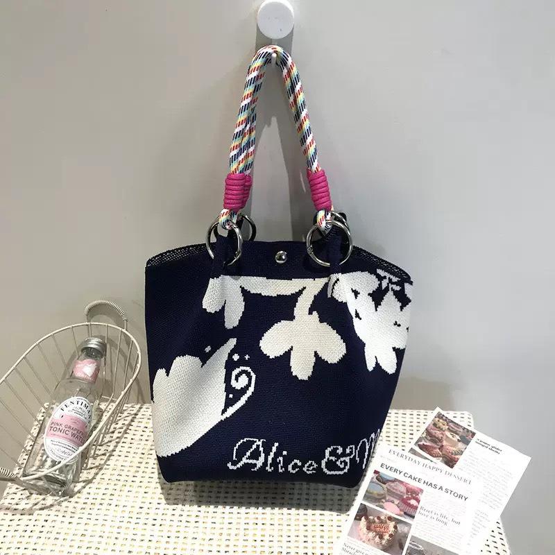 Korean Style Knitted Bucket Bag - Women's Fashion Versatile Handbag 2025