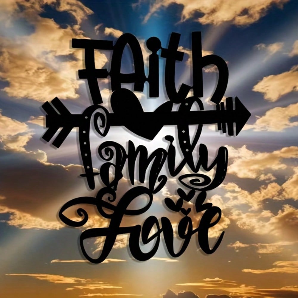 Metal Family Faith Wall Art for Home, Office, Patio - Christmas & Halloween Decor