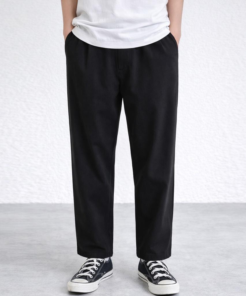 Jikeulib Elastic Waist Wrinkle-Free Baggy Fit Wide Slacks