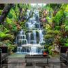 Tropical Rainforest Waterfall Wall Mural Green Plants Nature Scenery Wallpaper Home Decor