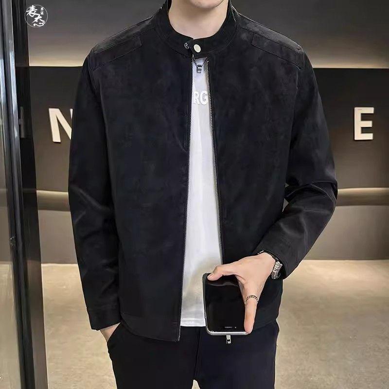 Herren Arbeitsjacke 2026 aus Wildleder mit Stehkragen - Vielseitig für Frühling, Herbst und Winter