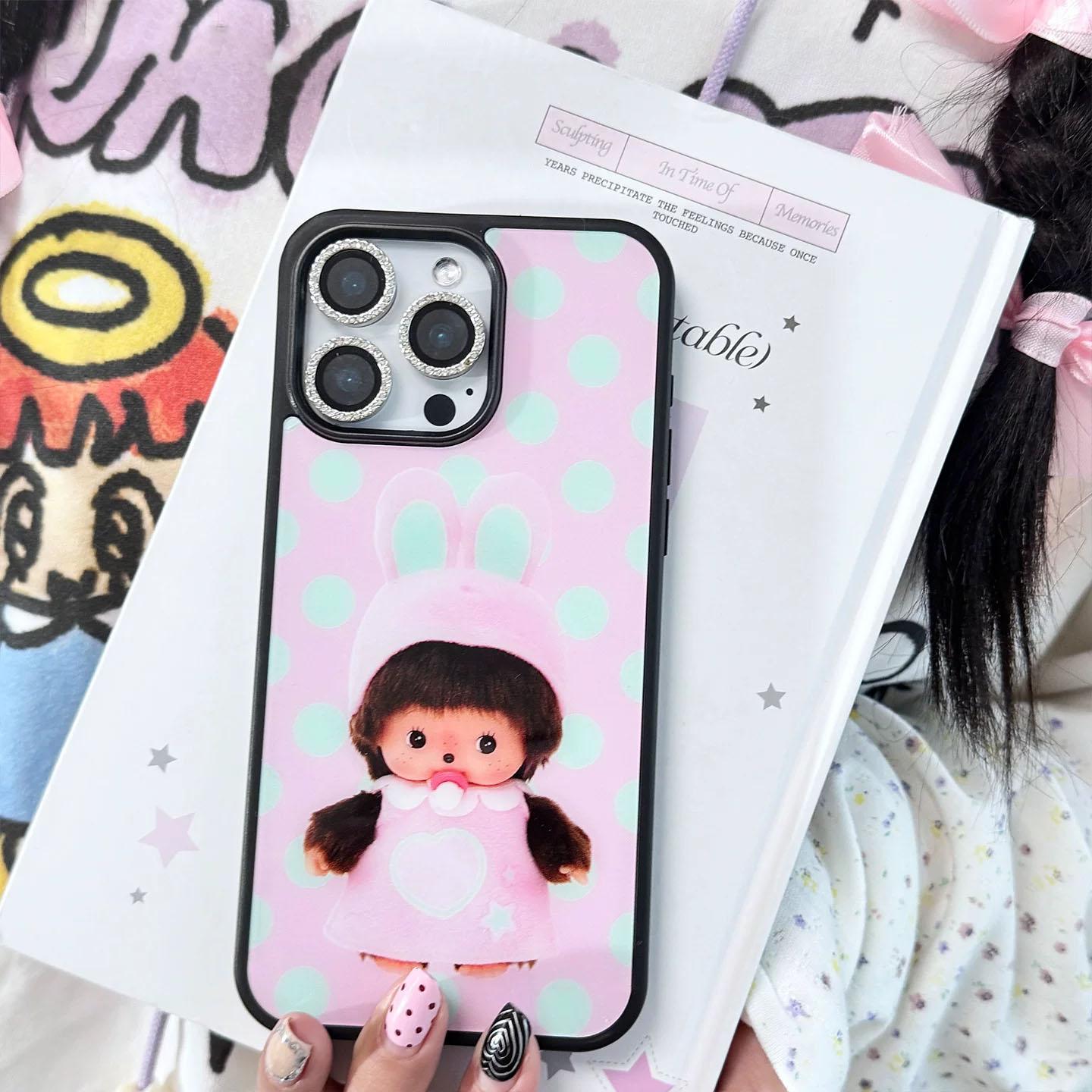 

Polka Dot Cute Baby Pink Kawaii Glossy Surface Phone Case for iPhone 17 AIR 16 15 14 13 12 11 PRO MAX PLUS Y2K Drop Glue Cover iPhone 15