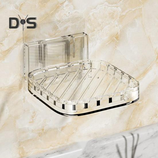 Nástěnný box na mýdlo s odnímatelnou odtokovou vaničkou Silná nosná samolepicí Stojan na mýdlové misky se snadnou instalací