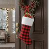 Christmas stocking with a checkered pattern for the fireplace, gifts, pendant, decoration, Christmas tree