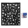 Interactive Coloring Art Gift Halloween DIY Blanket with 24 Markers, Washable Throw Blanket, Color Fabric Kit Your Own Spooky Pattern Mat for