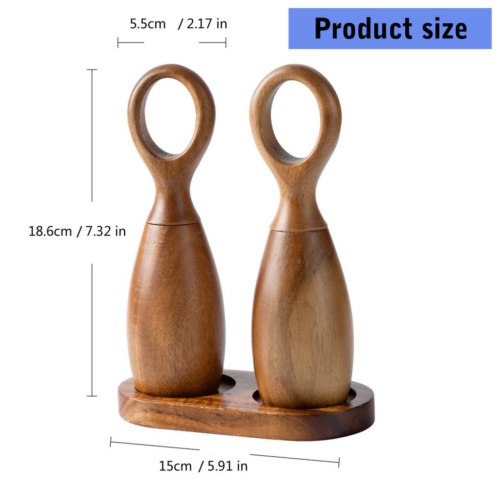 Дерев'яні млини для солі та перцю, міцні ручні млини, солонки та перечниці з ергономічним дизайном для кулінарного використання