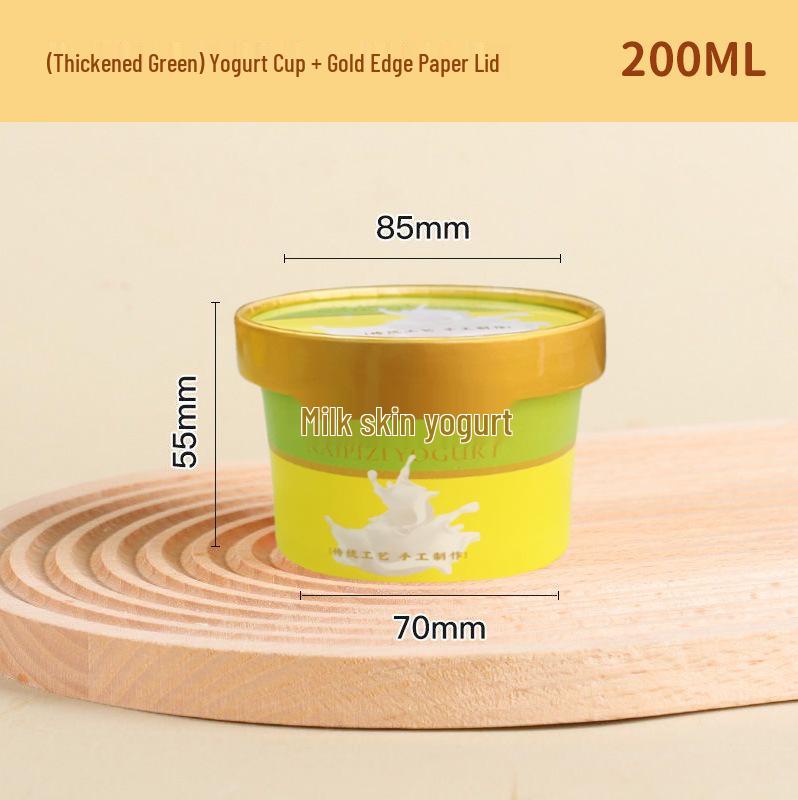 Disposable Yogurt Cup with Lid & Spoon - Thickened Food-Grade Paper for Fermentation