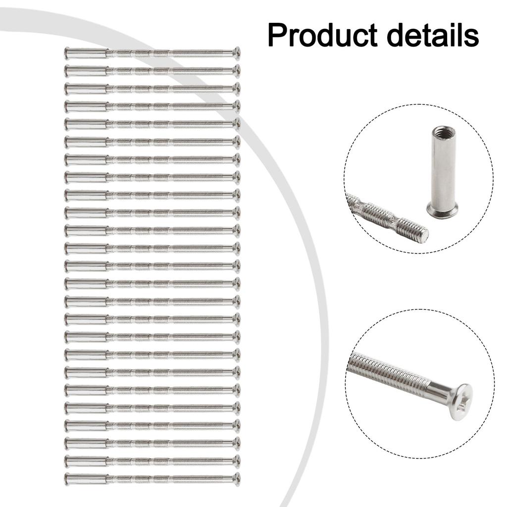 25 Pcs/set Door Handle Fixing Screw Door Handle Bolt Through Fixings For M3 Door Handle Knobs Door Lock Metal Screws Hardware