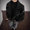 Giacca Casual Corta da Uomo in Lana Grigia Monocolore con Vita Stretta Capospalla Invernale