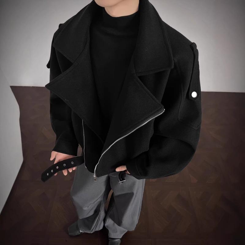 Giacca Casual Corta da Uomo in Lana Grigia Monocolore con Vita Stretta Capospalla Invernale