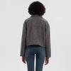 Women's European & American Style Grey Wool Coat with Turn-Down Collar, Large Pockets, for Autumn & Winter