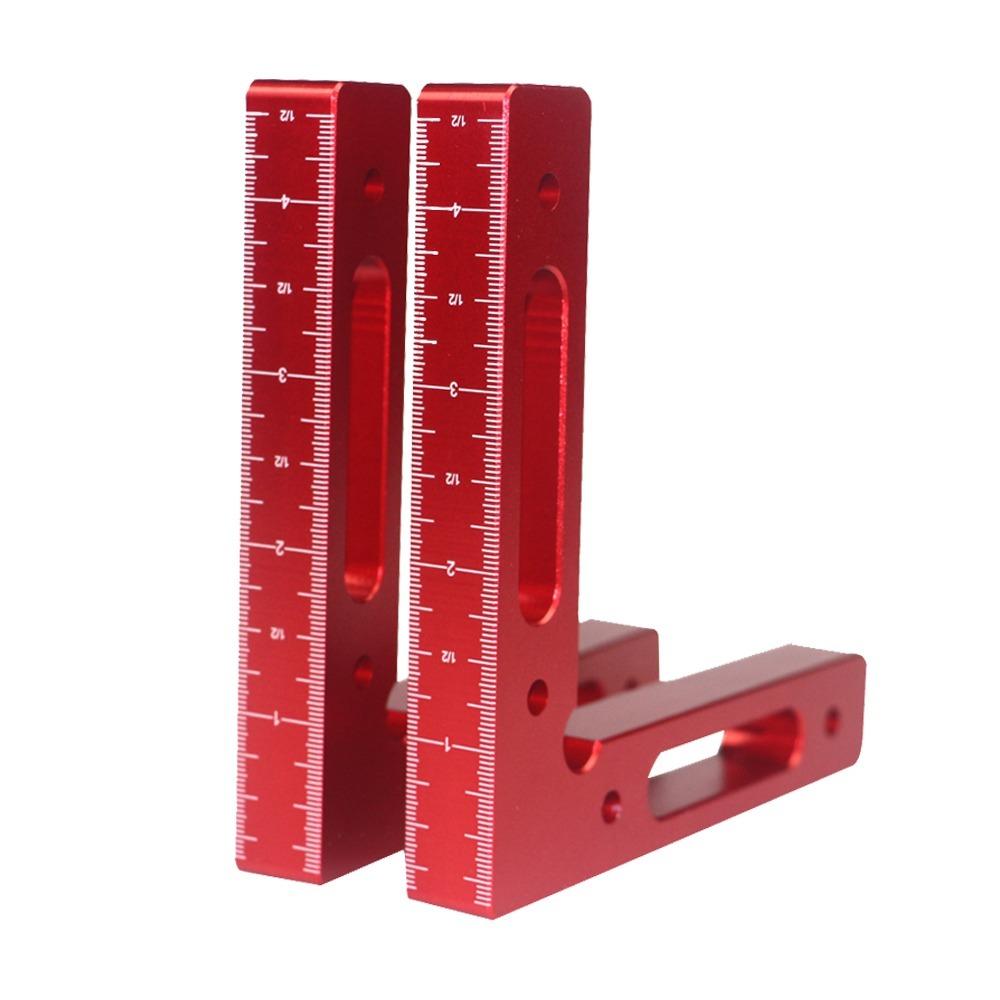 2 Pcs 4.7" X 4.7" / 120x120mm / 12x12cm 90 Degree Positioning Squares Red Anodized L-Shaped Corner Clamping Square