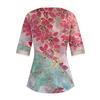 Women Casual Loose Shirts Lace Trim V Neck Tops Print Tops T-shirts Tee