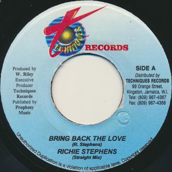 

7inch Record RICHIE STEPHENS - Bring Back The Love NONE Techniques Jamaica Reggae, Ska & Dub Used