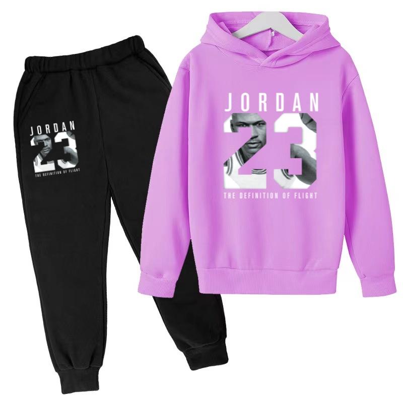 2026 Kids New Autumn Winter Casual Long Sleeve Pullover 2pcs Hoodie+Pants Tracksuit 3-12Yrs Girl Boy Basketball Coat Clothes Set