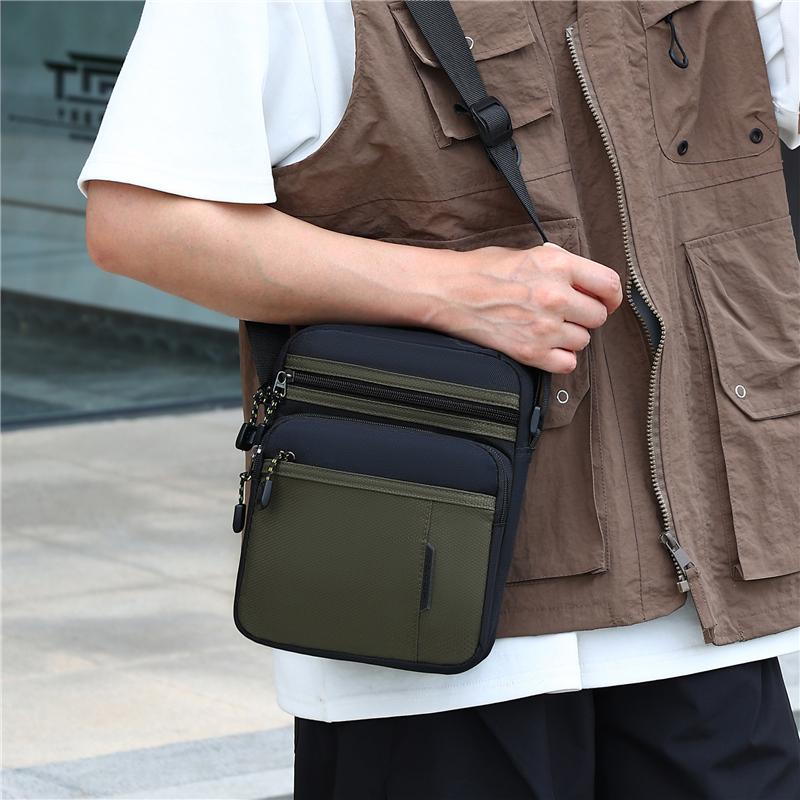 Borsa a Spalla da Viaggio da Uomo Moda Casual Patchwork Borsa a Mano Tessuto Oxford di Alta Qualità Impermeabile Multiuso Borsa a Tracolla