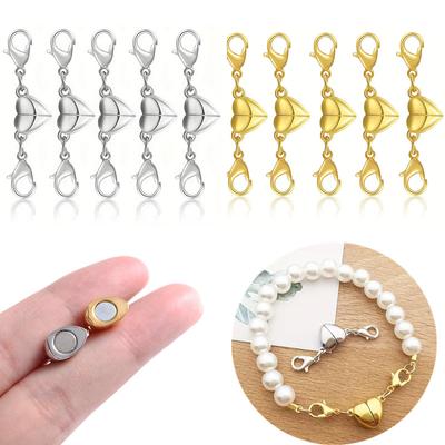 1pair Heart Magnet Connector Lobster Clasp Charms for Jewelry Making DIY Couple Magnetic Buckle Bracelet Necklace