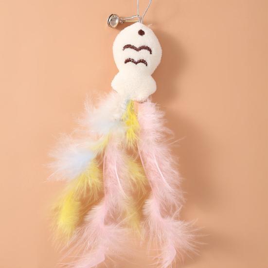 Cat Teaser Stick Interactive Cat Toy Fish Feather Teaser Cat Toy with Rotatable Base