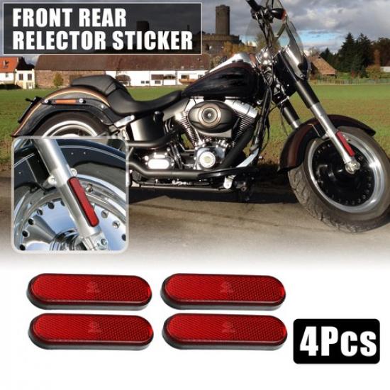 Motorbike Saddlebag Side Visibility Reflector Stripe Universal Oval Red 4 Pcs