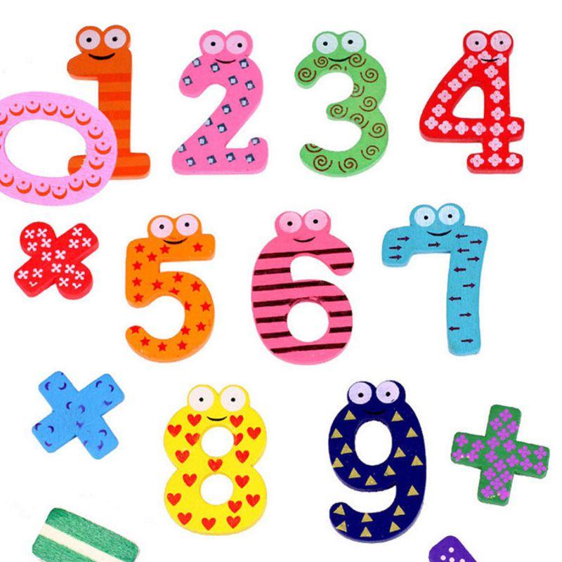 Verarbeitetes Holz Zahl Symbol Kühlschrankmagnet Spielzeug Für Kinder
