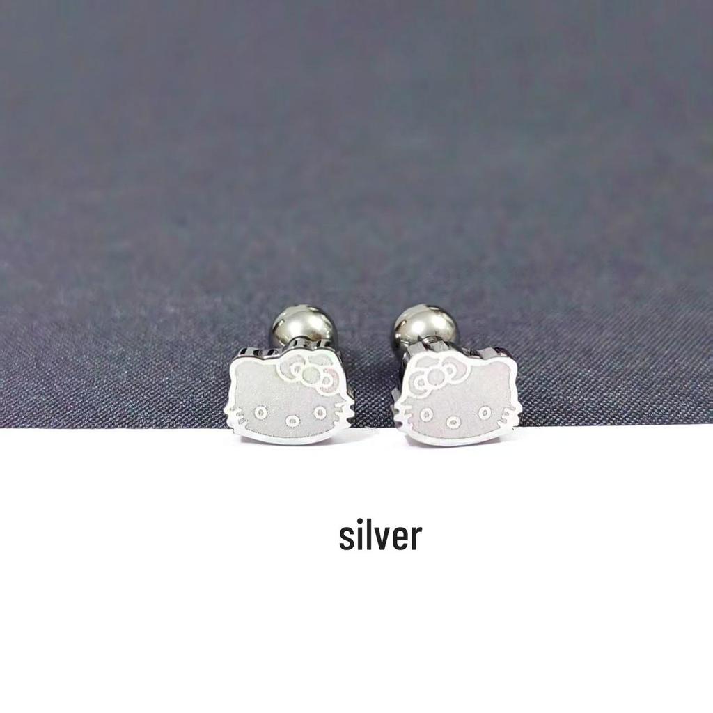 Titanium Steel Cat Ear Bone Stud – Durable, Fade-Resistant, Adorable Cartoon Design, Suitable for Bathing and Sleeping