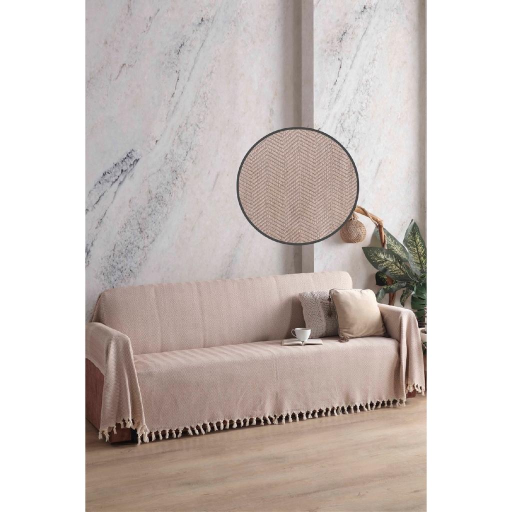 Natural Sofa Cover Ecru Covering The Arms 180x300