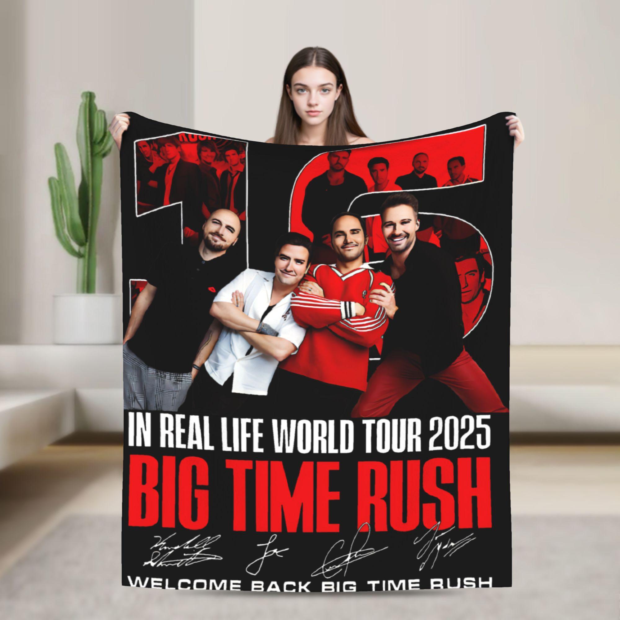 Big Time Rush Band Flannel Blanket Winter Super Soft Throw Blanket for Girls Boys Outdoor Funny Bedspread Sofa Bed Cover 30x40in