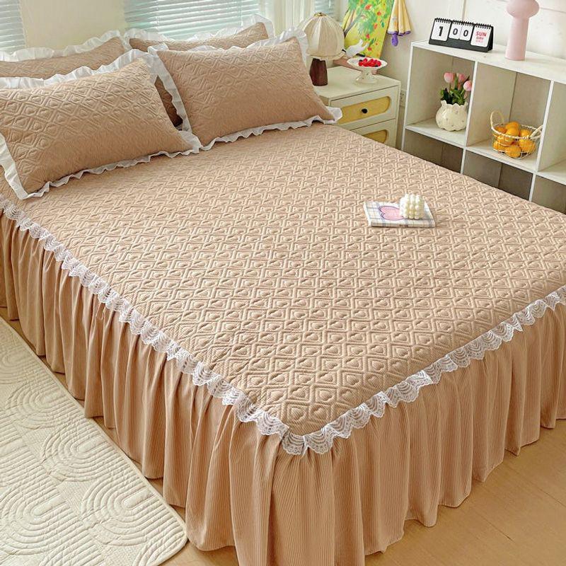 Four Seasons Universal Quilted Non-slip Korean Lace Mattress Protector and Bed Skirt.