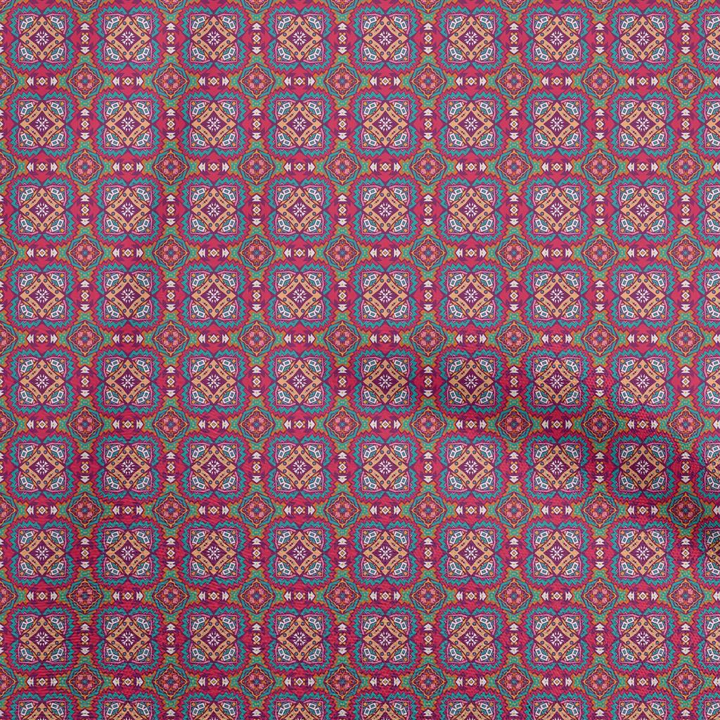 oneOone Georgette Viscose Aqua Blue Fabric Tribal Sewing Craft Projects Fabric Prints By Yard 42 Inch