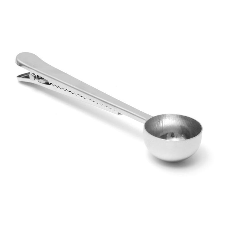 Multi-Purpose Stainless Steel Coffee Scoop with Clip and Measuring Spoon for Coffee, Tea, Powdered Milk, and Seasonings