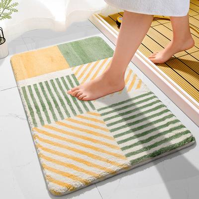 Bathroom Rugs Bath Mats Rugs Microfiber Striped Shower Rug Absorbent Soft and Plush Machine Washable Non Slip Carpet Quick Dry for Bathroom Floor