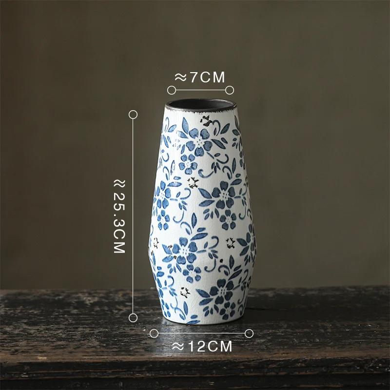 Blue and White Porcelain Vase Hydroponics Ceramic Flower Pots Desk Decoration Flower Arrangement Vases Room Aesthetic Decor