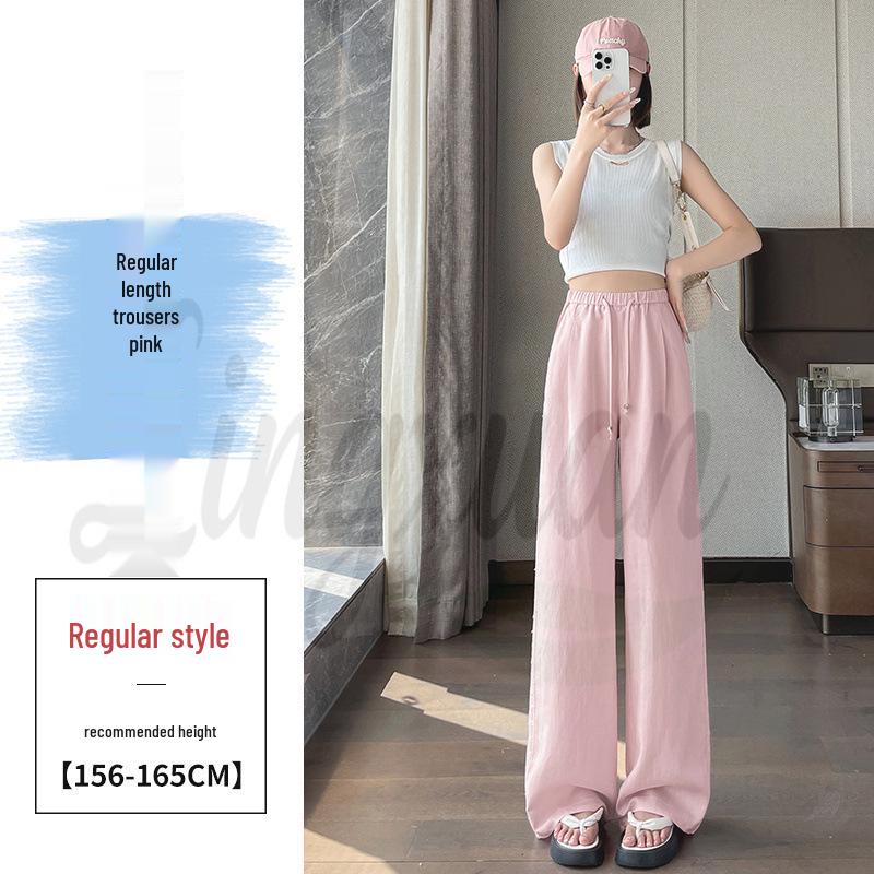 2026 Summer Tencel Linen High-Waisted Wide-Leg Lace Pants for Women