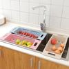 Hollowed Plastic Kitchen Fruit Retractable Vegetable Basket Rack Washing Drain