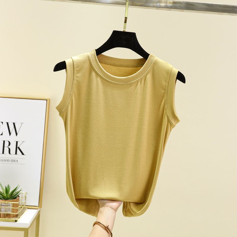 

Модальный жилет с круглым вырезом, повседневная уличная накидка, футболка без рукавов, свободный, облегающий, однотонный базовый топ на все случаи жизни Ginger yellow L (Recommendation 50.00 kg-60.00 kg