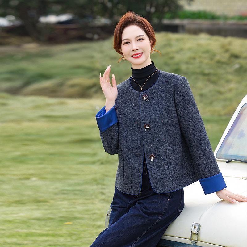 

Elegant Double-Sided Wool Coat for Middle-Aged Women - Spring/Autumn 2026 Collection XL [Suggested 105-120 lbs] сірий колір