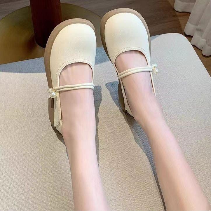 Coarse heel small leather shoes women's spring Mary Jane women's shoes 2025 new low heel beanie shoes with skirt loafers