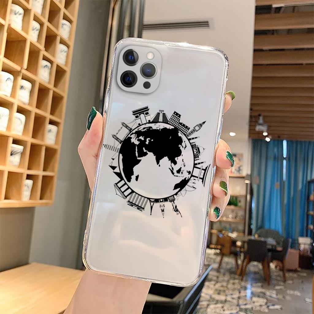 World Map Travel Couple Phone Cover For iPhone 15 14 13 12 11 Pro Max Mini XS XR X 7 8 Plus Cover Shell Silicone Paired Fundas