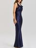 Haute Couture Elegant Satin Drape Neck Backless Dress
