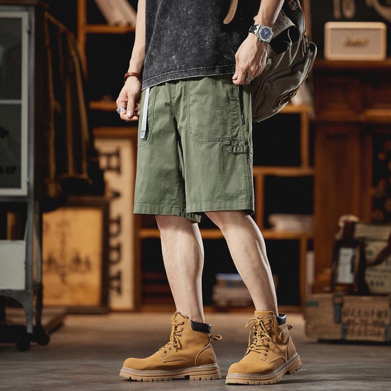 Anyang Men's 2024 Summer Workwear Trend Loose Mid-Length Belted Casual Shorts