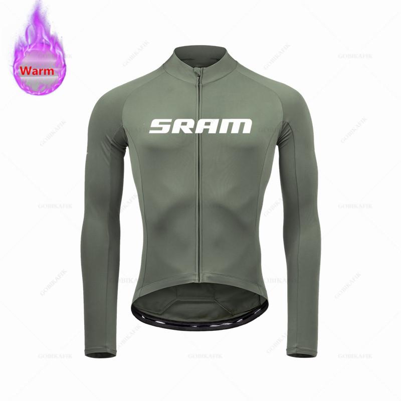 Sram Team Oblečení na cyklistiku Teplé 2026 Zimní Termální Fleecové Cyklistické Oblečení Pánské Dresy Oblek Venkovní Jízda na Kole MTB Bib Šortky Set