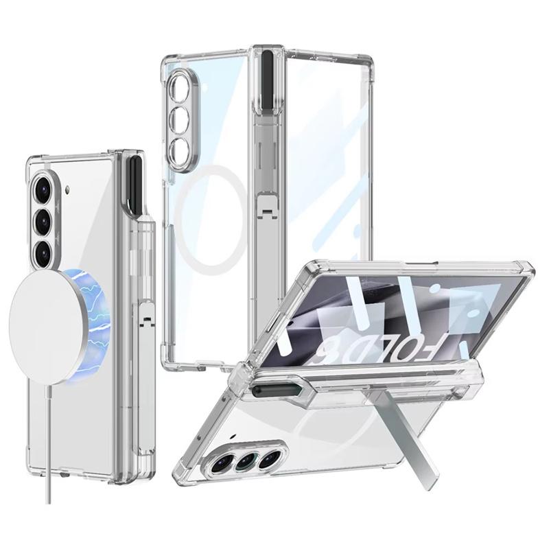 

For Samsung Galaxy Z Fold 7 6 5 For Magsafe With Hinge S Pen Holder Transparent Phone Case Screen Protect Film Shockproof Cover For Samsung Z Fold 7