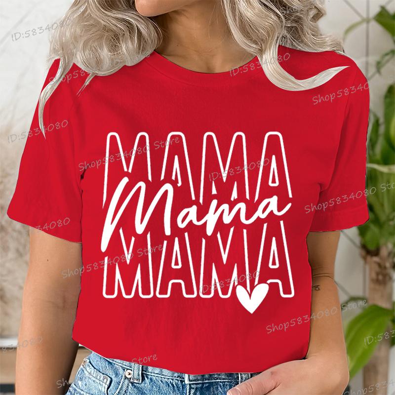 Mothers Day Mama Tshirts Stacked Mama for Ladies Tops Mom Life Short Sleeve Tshirt Crew Neck Gift for Mom Summer Tops Clothes