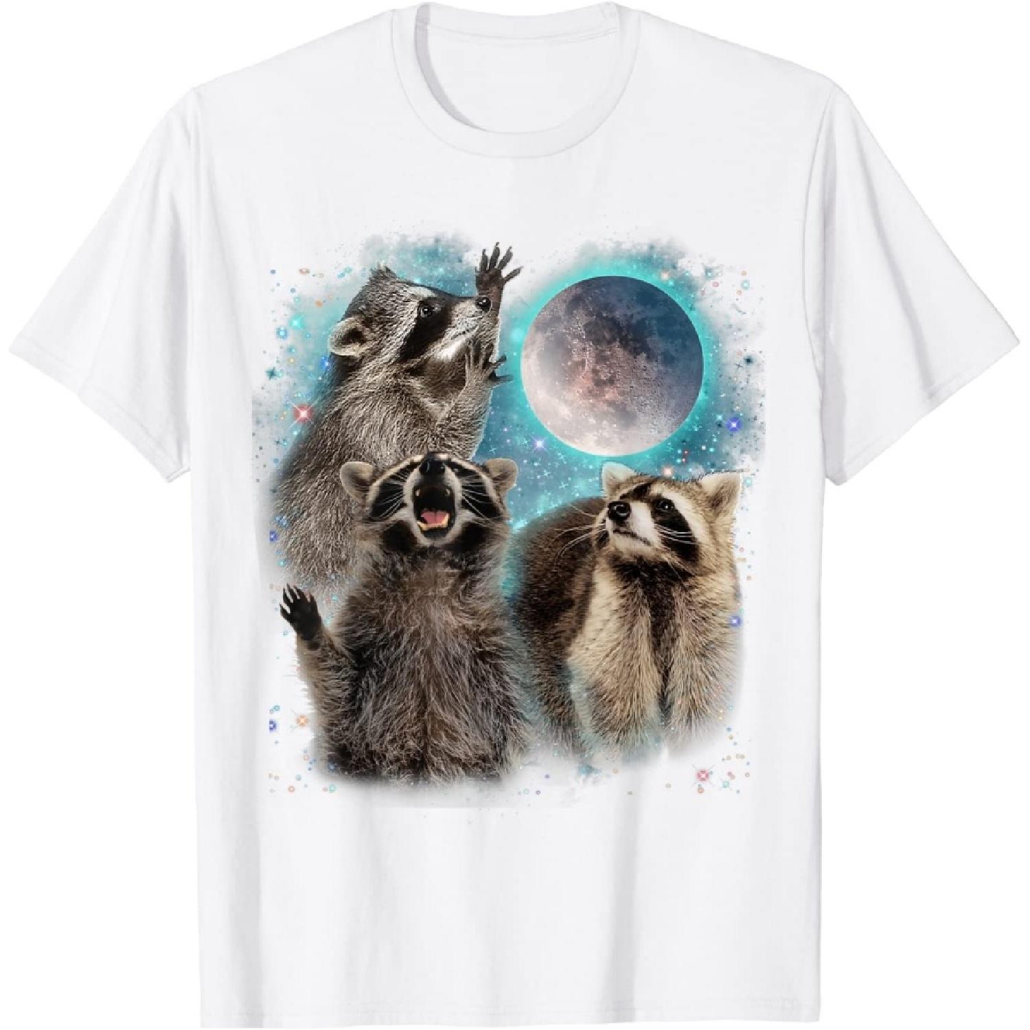 Racoon Moon Howling Raccoon Head Funny for Men, Women, Kid T-Shirt(1) XXXXXL белый
