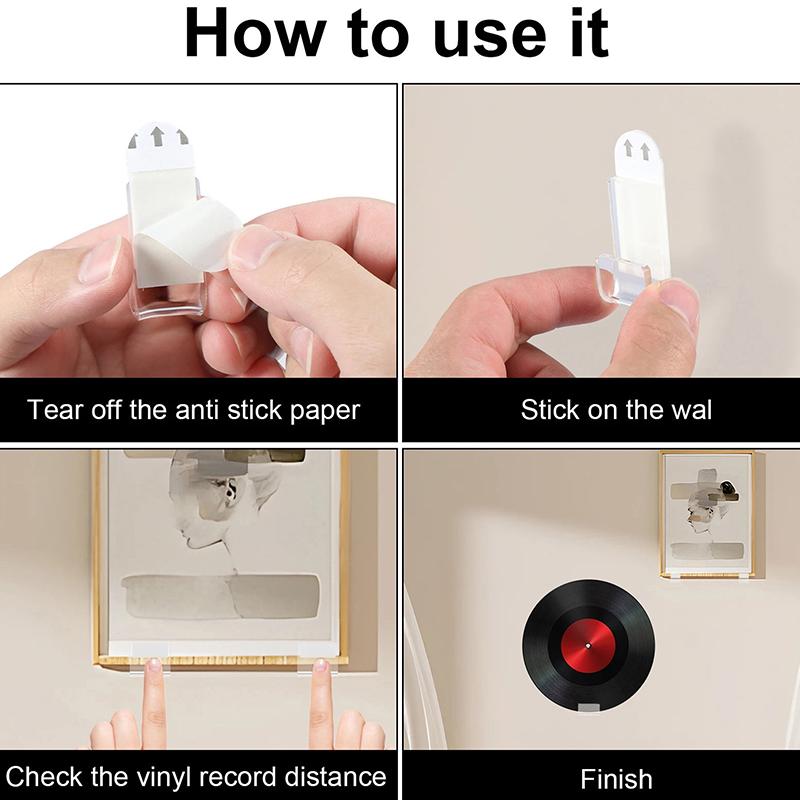 6/18Pcs Records Holder Acrylic Wall Mount Self Adhesive Album Disc Show Rack Clear Vinyl Display No Drill Storage Floating Shelf