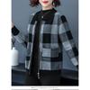 Cardigan Giacca con Zip Manica Lunga a Quadri Contrasto Top Moda Casual