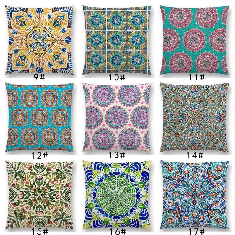 Neueste Boho Bunte Blumen Kissenbezug Rosa Regenbogen Lebhaft Floral Mandalas Musterdesign Begeisterung Drucke Kissenbezug