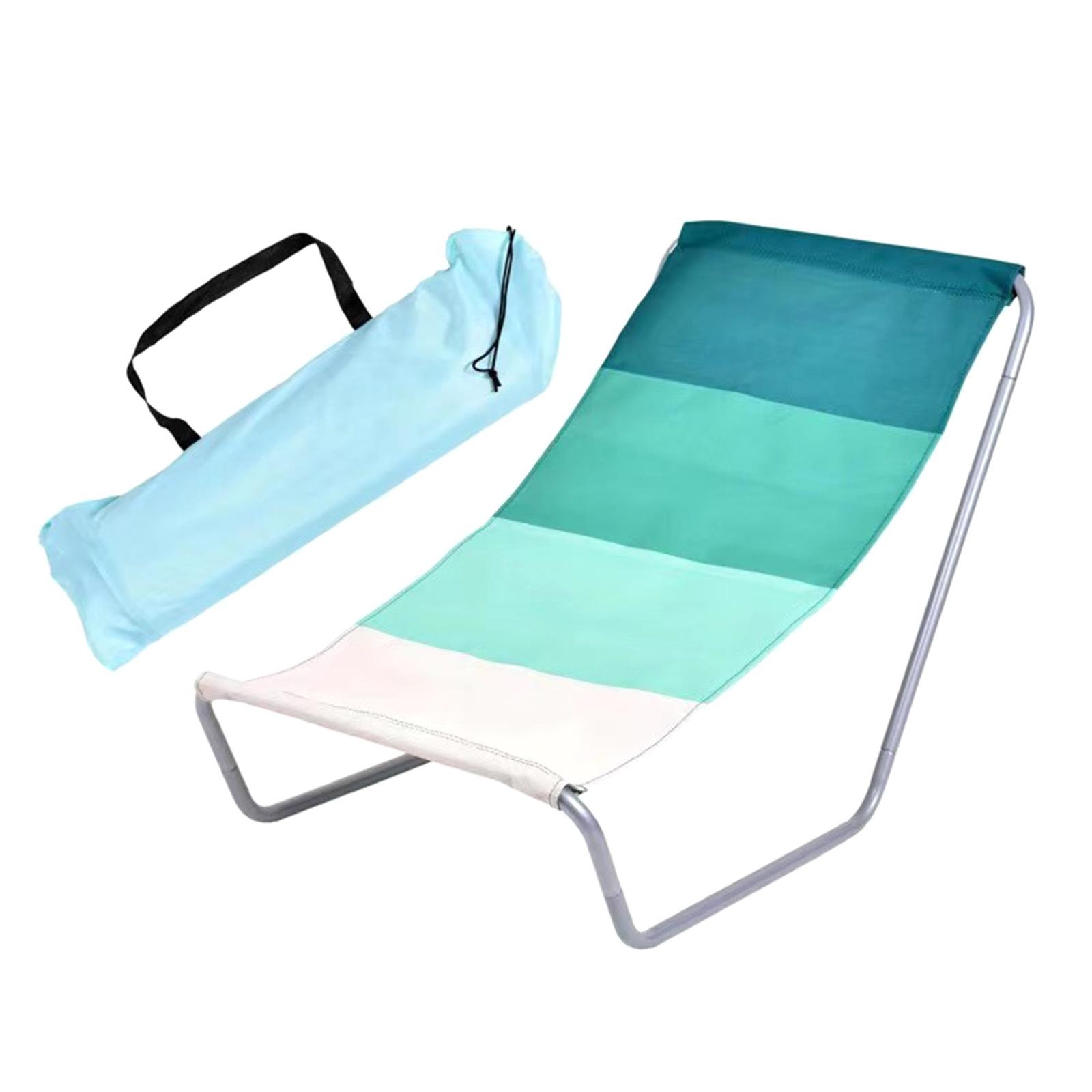 

Foldable Beach Chair Stable Anti Slip Outdoor Recliner with Carry Bag Reclining Camping Chair for Travel Garden Picnic Lawn Pool зелёный